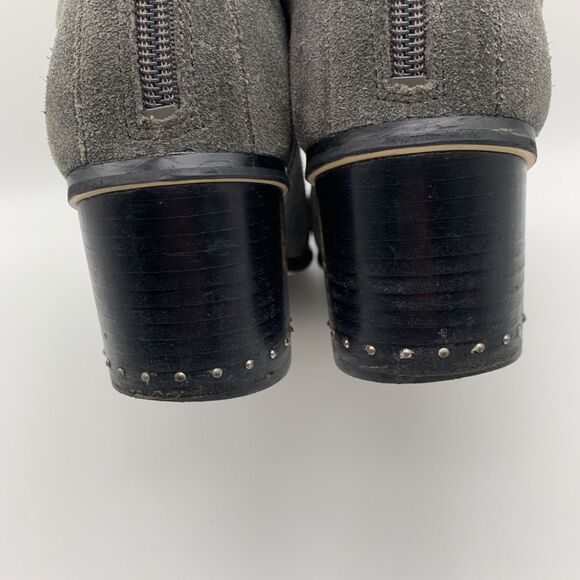Marc Fisher Womens Suede Ankle Bootie Gray 7.5M Umala-T Round Toe Silver Studs - Picture 11 of 12